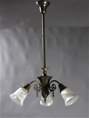 3-Light Electric Chandelier w/ Deep Acid Etched Shades